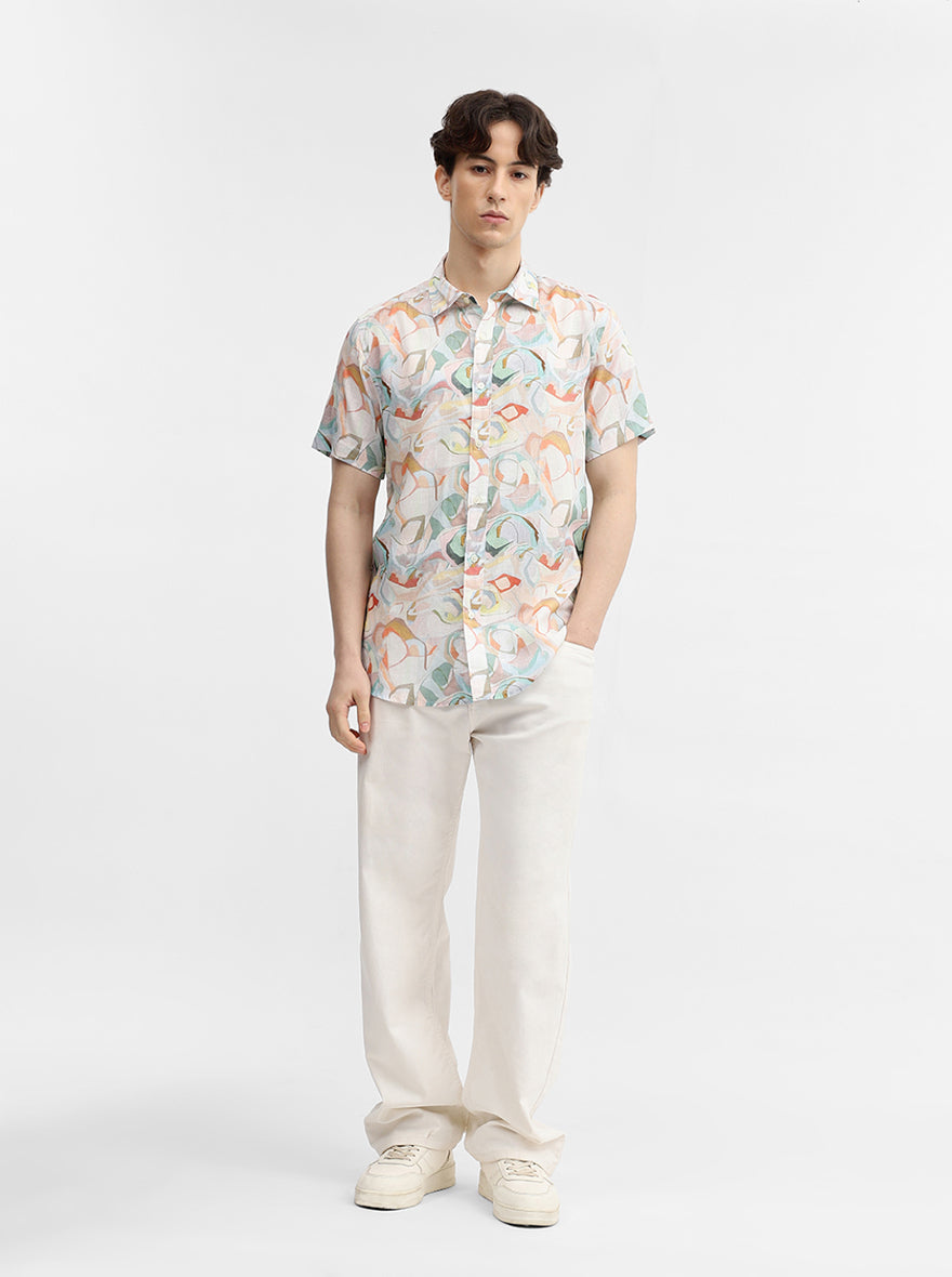 Multicolor Printed Slim Fit Casual Shirt | JadeBlue