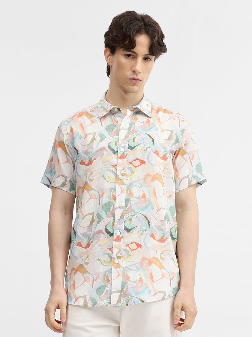 Multicolor Printed Slim Fit Casual Shirt | JadeBlue