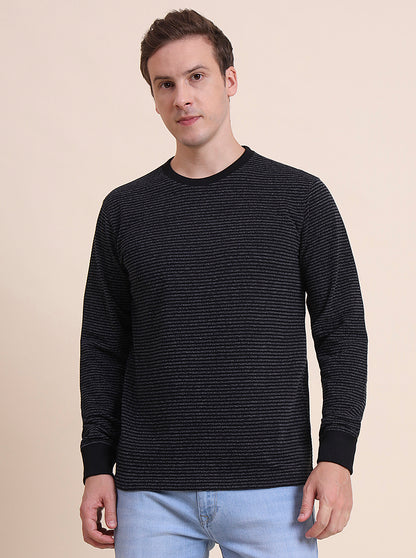 Black Striped Slim Fit T-Shirt | JadeBlue