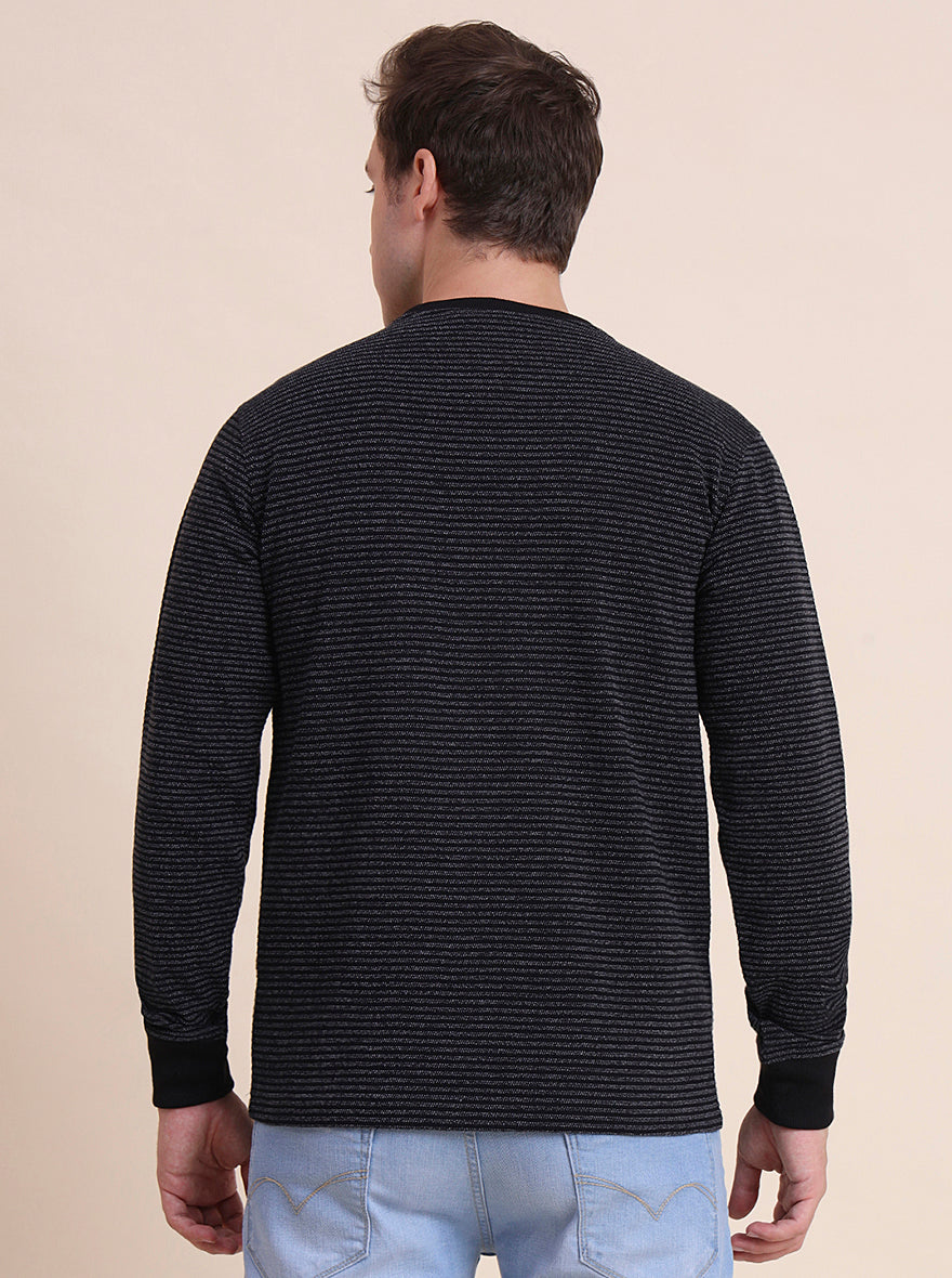 Black Striped Slim Fit T-Shirt | JadeBlue