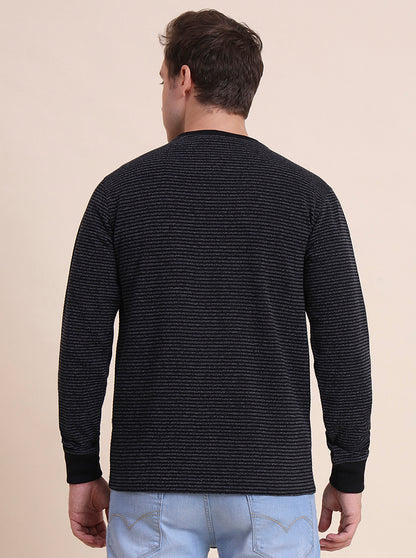 Black Striped Slim Fit T-Shirt | JadeBlue