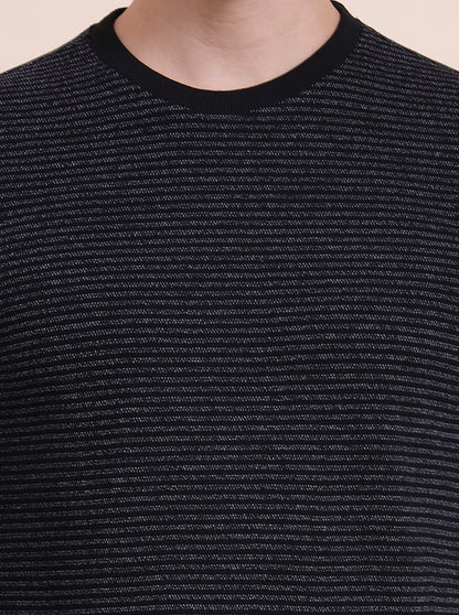 Black Striped Slim Fit T-Shirt | JadeBlue