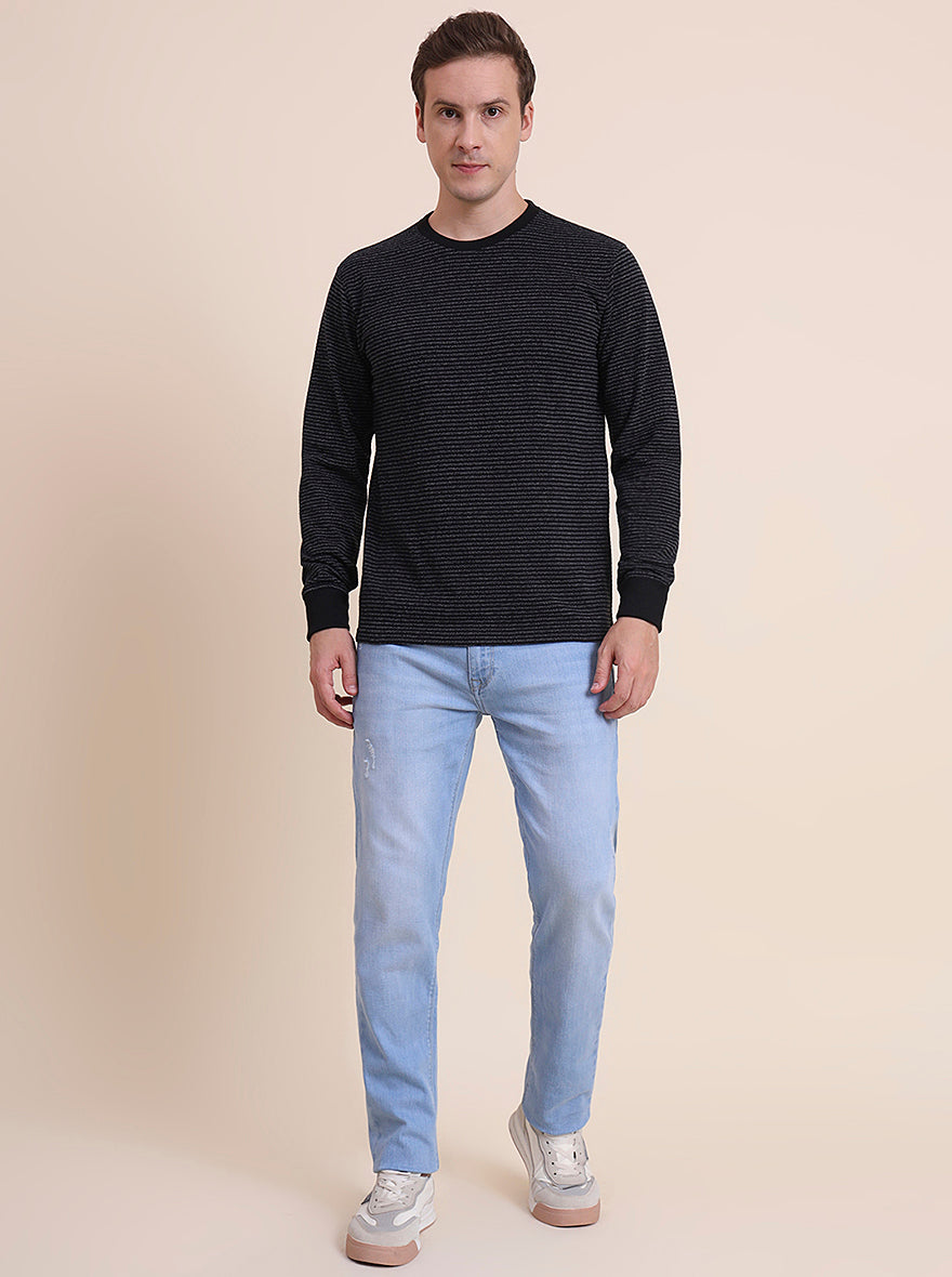 Black Striped Slim Fit T-Shirt | JadeBlue