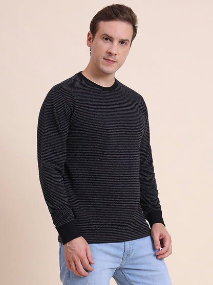 Black Striped Slim Fit T-Shirt | JadeBlue