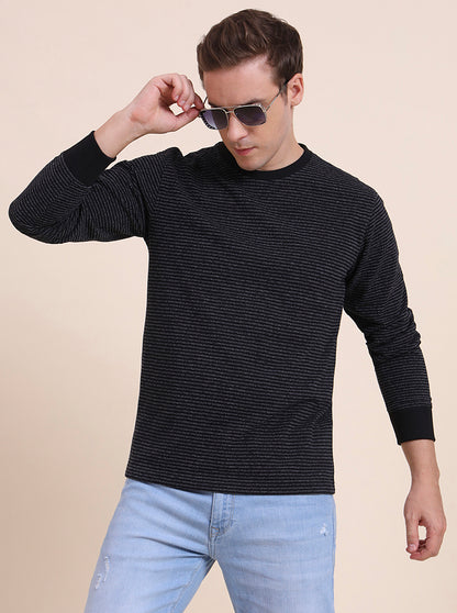 Black Striped Slim Fit T-Shirt | JadeBlue