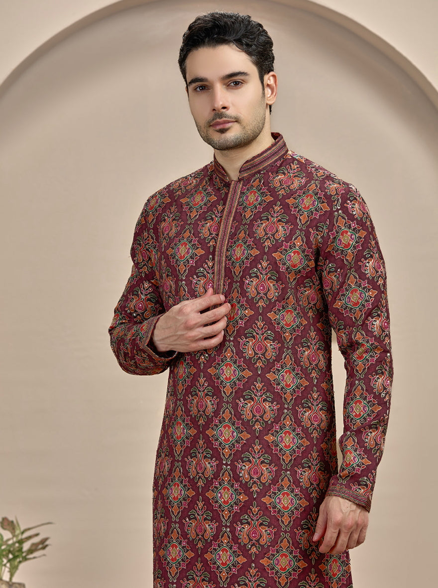 Maroon Printed Kurta Pajama | TULA
