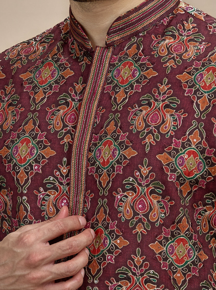 Maroon Printed Kurta Pajama | TULA