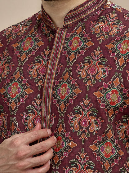Maroon Printed Kurta Pajama | TULA
