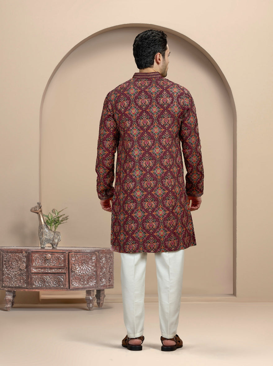 Maroon Printed Kurta Pajama | TULA
