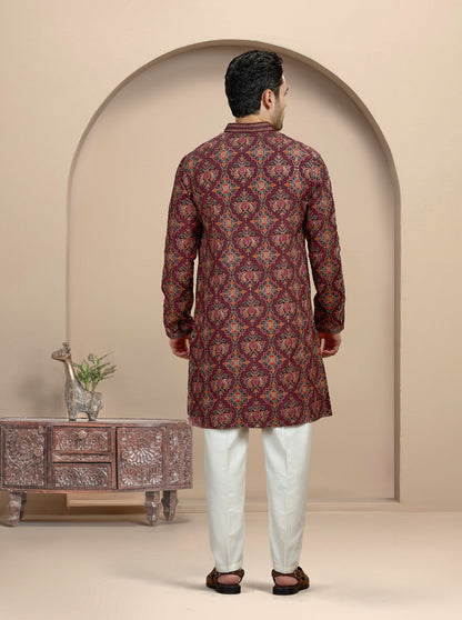 Maroon Printed Kurta Pajama | TULA