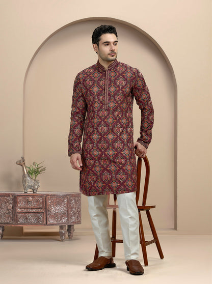 Maroon Printed Kurta Pajama | TULA