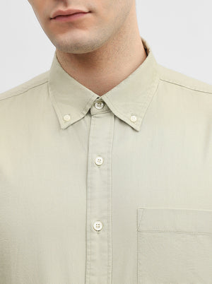 Pista Green Solid Slim Fit Casual Shirt | Greenfibre