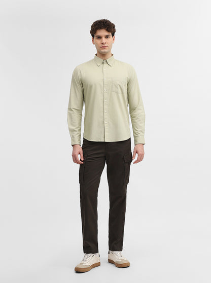 Pista Green Solid Slim Fit Casual Shirt | Greenfibre