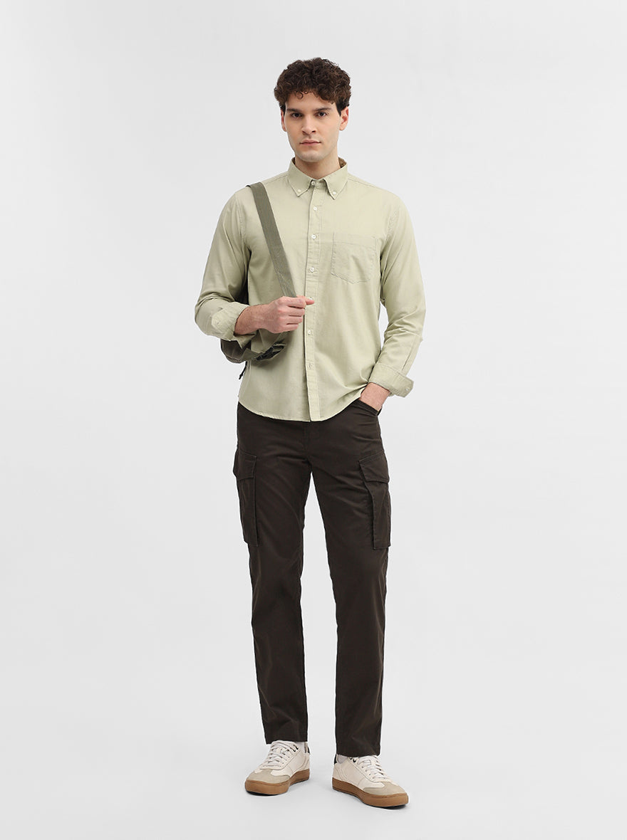 Pista Green Solid Slim Fit Casual Shirt | Greenfibre
