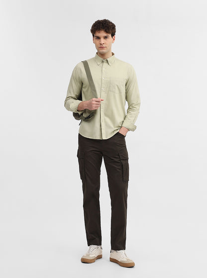 Pista Green Solid Slim Fit Casual Shirt | Greenfibre