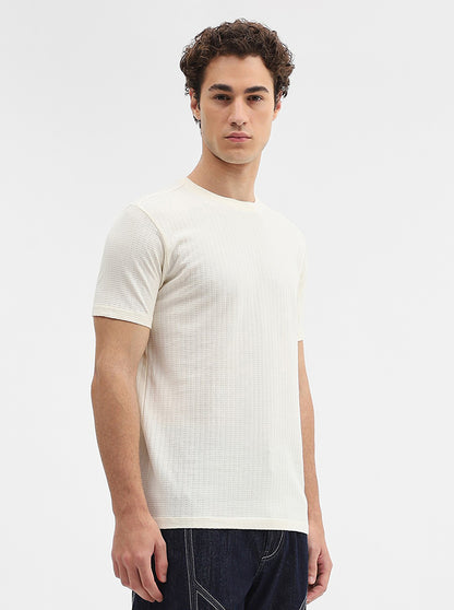 Cream Jaquard Slim Fit T-Shirt | JadeBlue