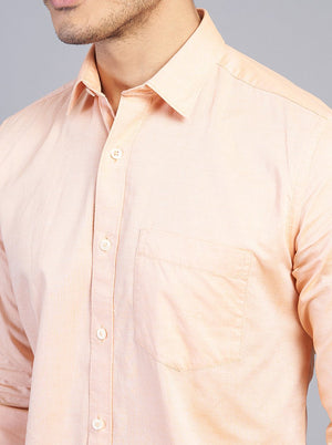 Light Orange Solid Slim Fit Semi Casual Shirt | JadeBlue