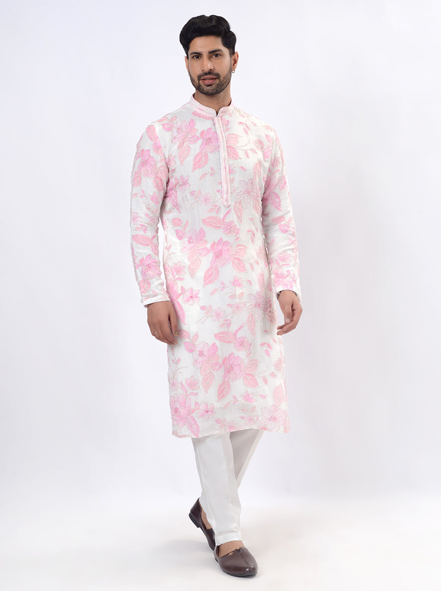 White & Pink Kurta Pajama | TULA