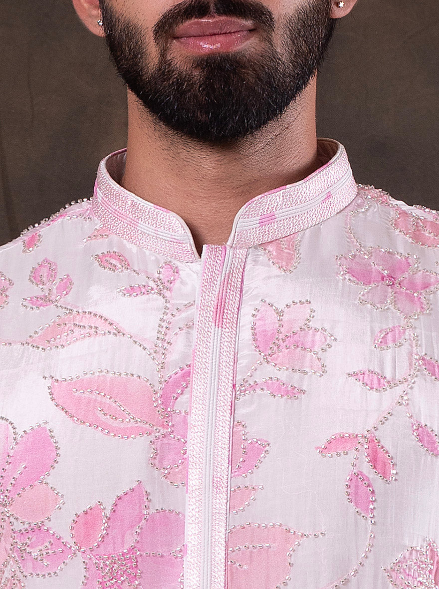 White & Pink Kurta Pajama | TULA