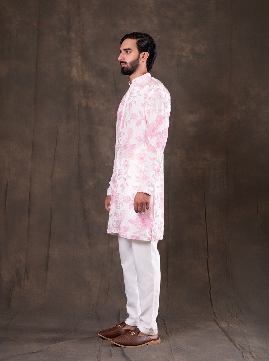 White & Pink Kurta Pajama | TULA