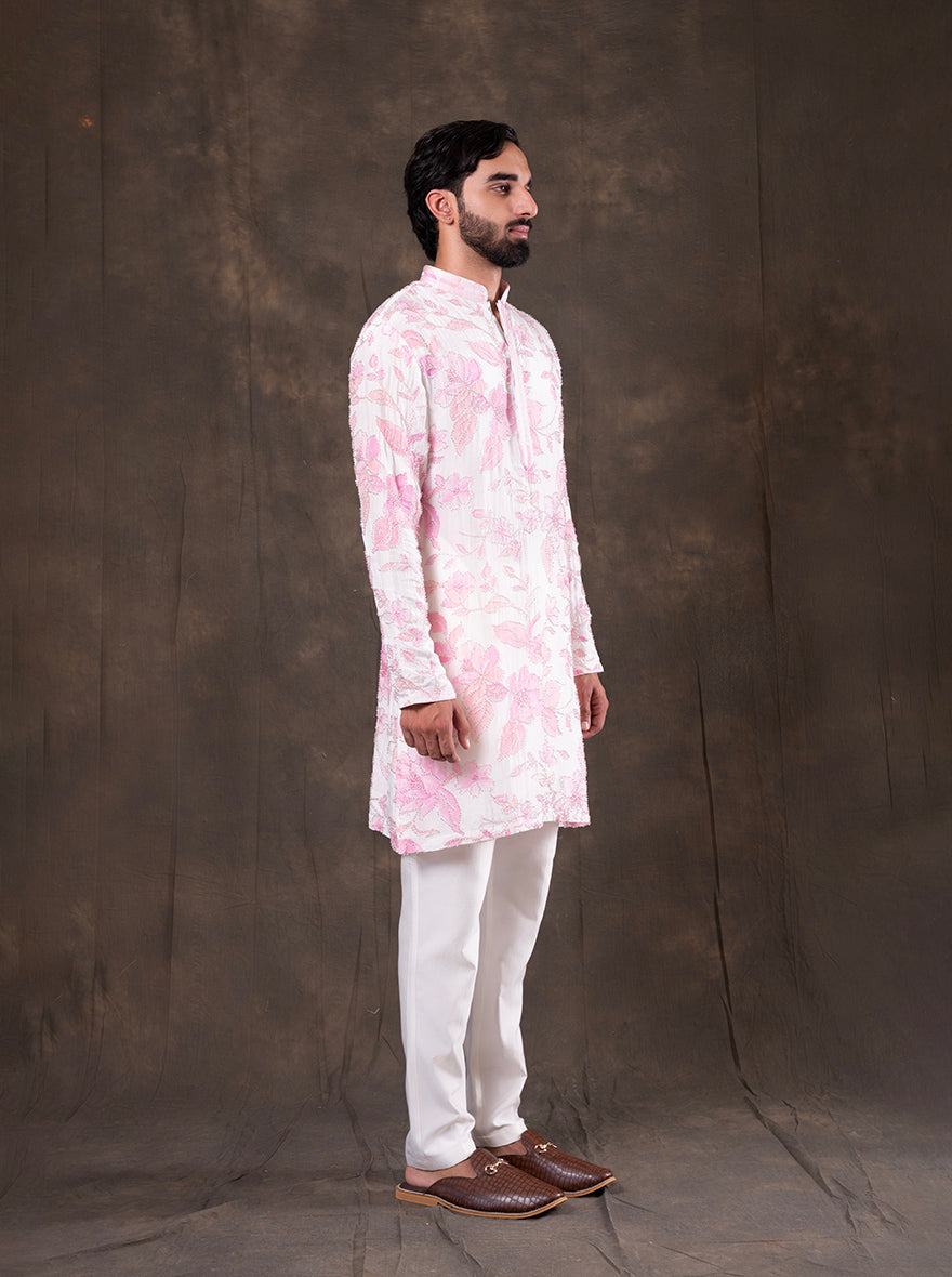 White & Pink Kurta Pajama | TULA