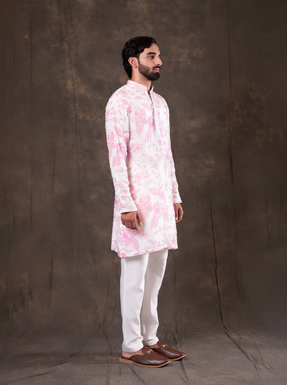 White & Pink Kurta Pajama | TULA