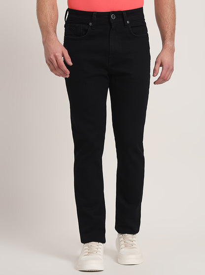 Jet Black Washed Straight Fit Jeans | JadeBlue