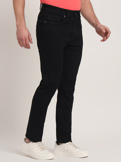 Jet Black Washed Straight Fit Jeans | JadeBlue