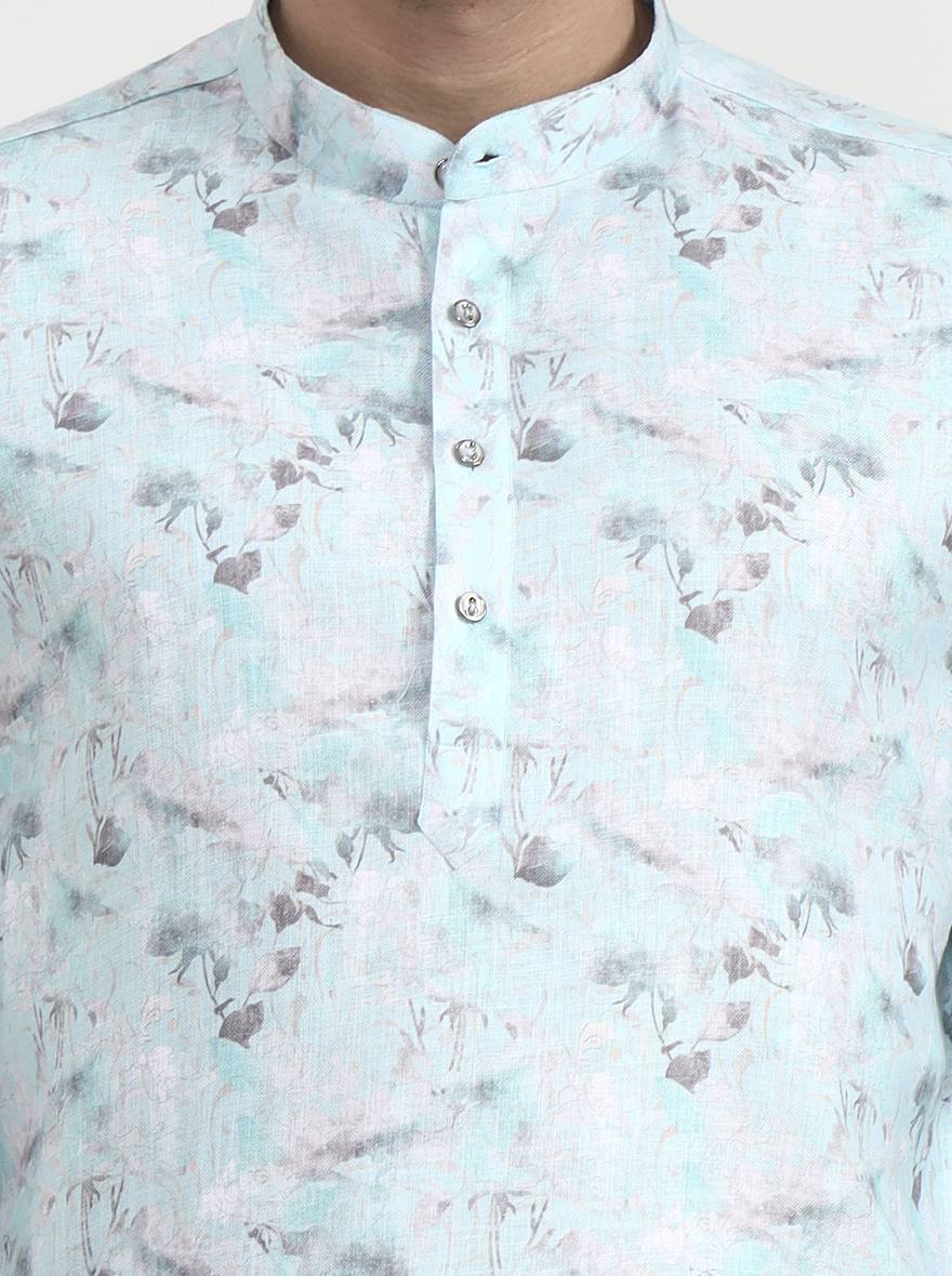 Green Printed Slim Fit Party Wear Kurta | Wyre