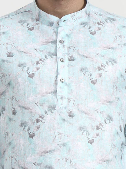 Green Printed Slim Fit Party Wear Kurta | Wyre