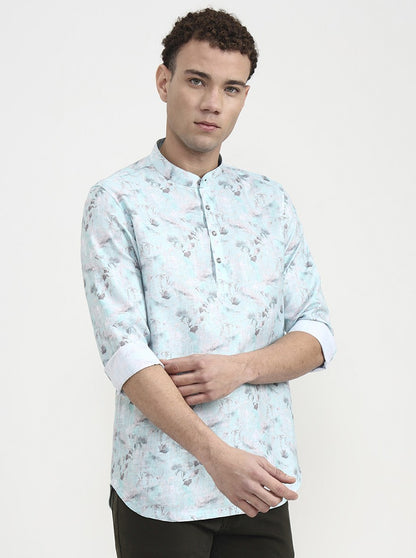 Green Printed Slim Fit Party Wear Kurta | Wyre