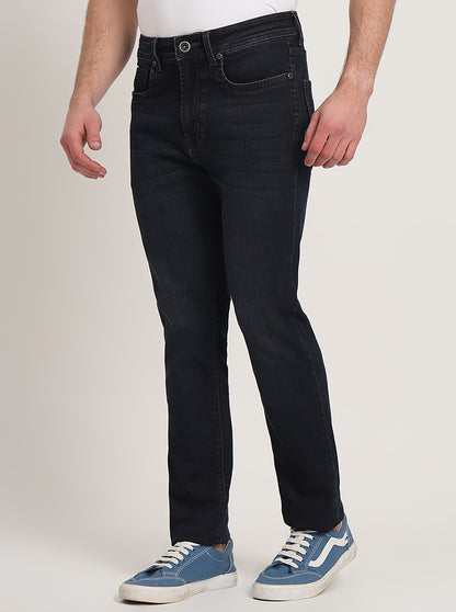 Dark Blue Washed Straight Fit Jeans | JadeBlue