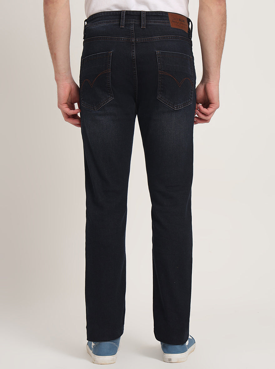 Dark Blue Washed Straight Fit Jeans | JadeBlue