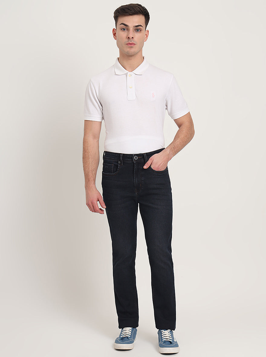 Dark Blue Washed Straight Fit Jeans | JadeBlue