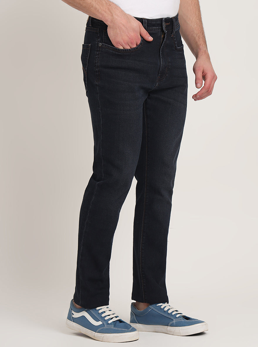 Dark Blue Washed Straight Fit Jeans | JadeBlue