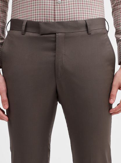 Dark Grey Solid Slim Fit Formal Trouser | Metal