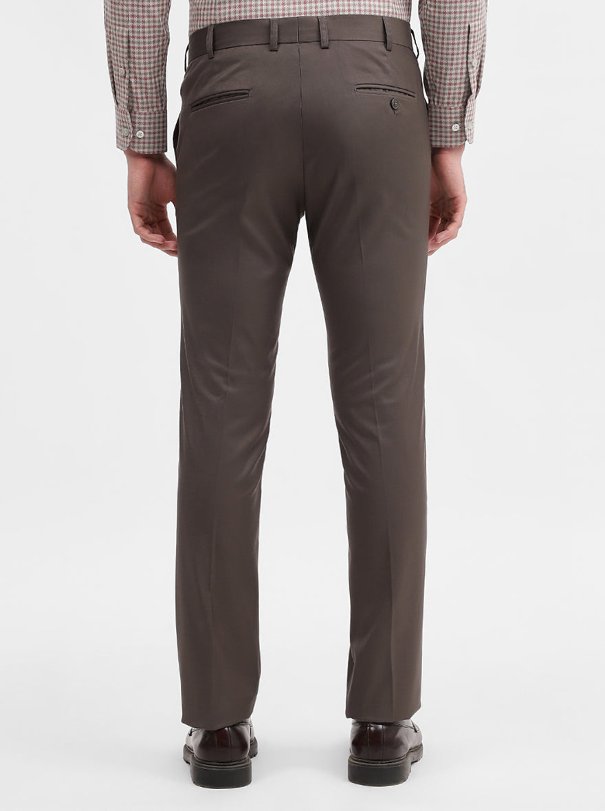 Dark Grey Solid Slim Fit Formal Trouser | Metal