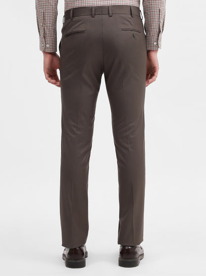 Dark Grey Solid Slim Fit Formal Trouser | Metal