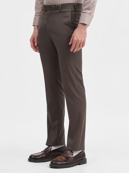 Dark Grey Solid Slim Fit Formal Trouser | Metal