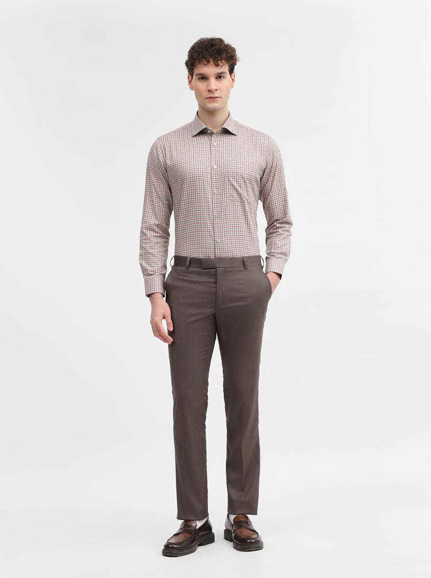 Dark Grey Solid Slim Fit Formal Trouser | Metal