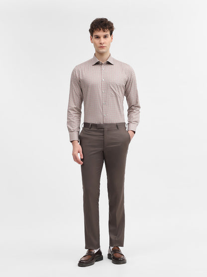 Dark Grey Solid Slim Fit Formal Trouser | Metal