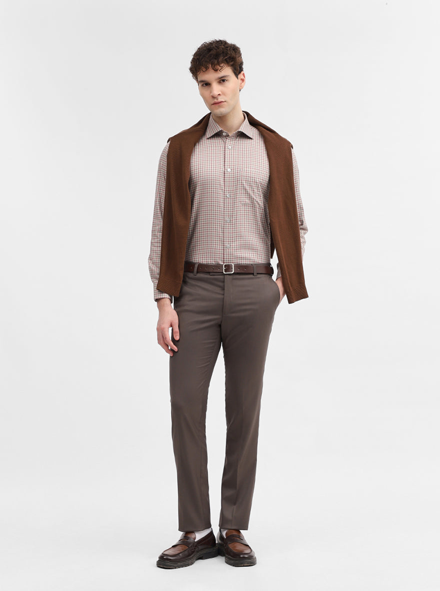 Dark Grey Solid Slim Fit Formal Trouser | Metal