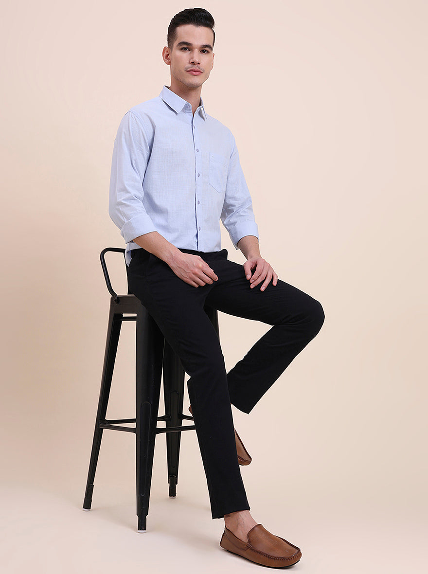 Black Printed Super Slim Fit Casual Trouser | Greenfibre