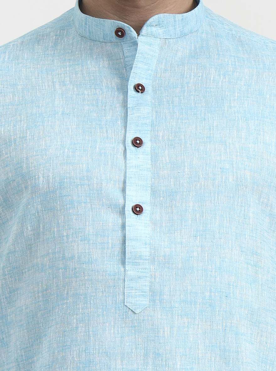 Aqua Blue Solid  Modi Kurta | JadeBlue
