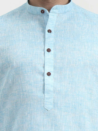 Aqua Blue Solid  Modi Kurta | JadeBlue
