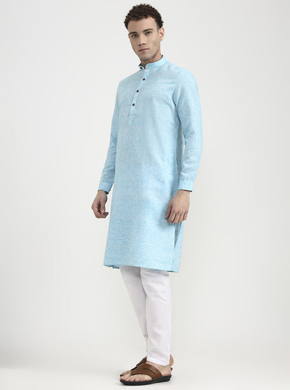 Aqua Blue Solid  Modi Kurta | JadeBlue