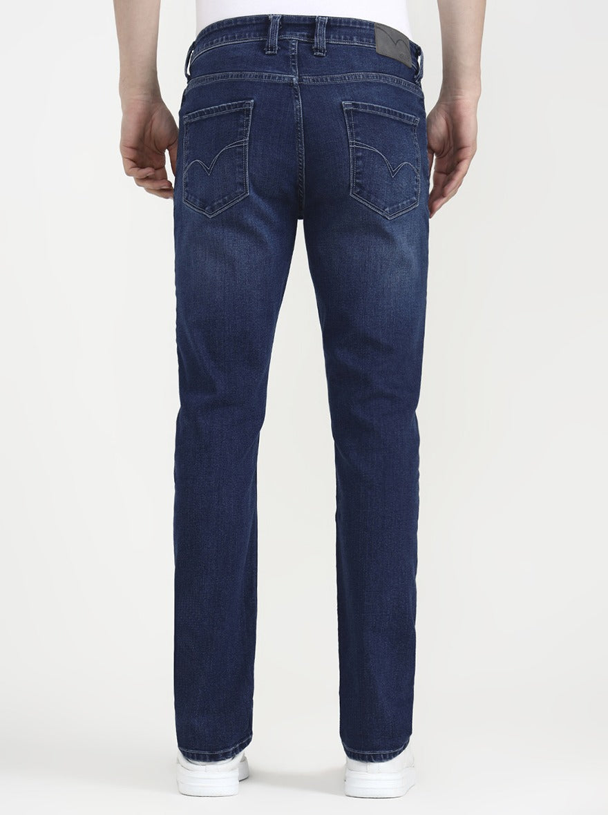 Dark Indigo Blue Solid Straight Fit Jeans | JadeBlue