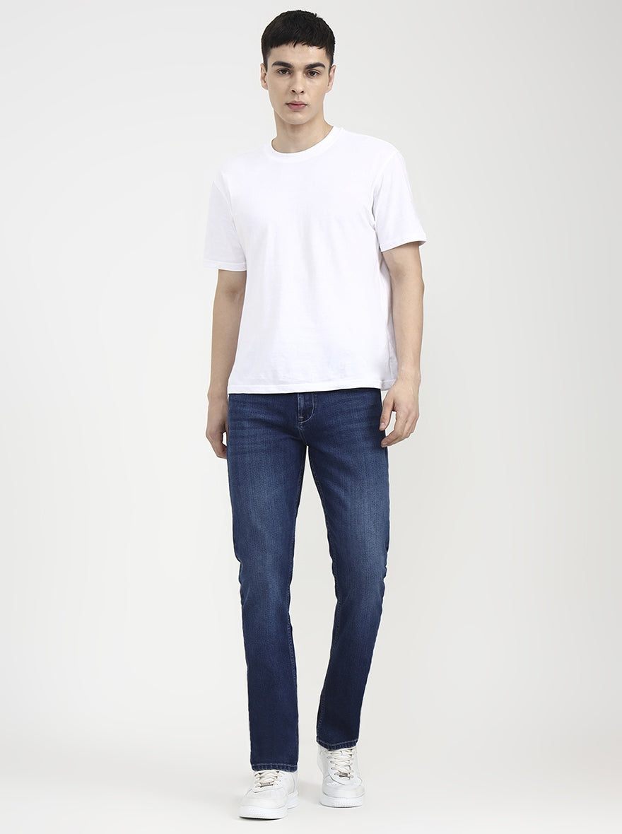 Dark Indigo Blue Solid Straight Fit Jeans | JadeBlue
