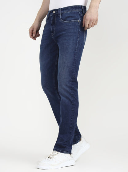 Dark Indigo Blue Solid Straight Fit Jeans | JadeBlue
