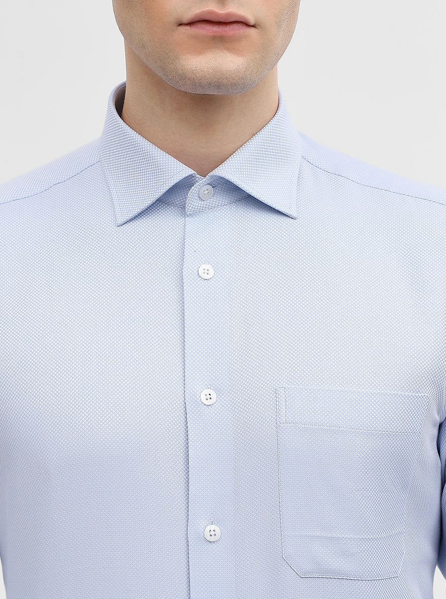Blue Solid Slim Fit Formal Shirt | Metal